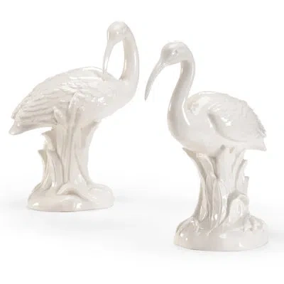 Chelsea House 2 Piece Ibis Figurine Set In White Glaze