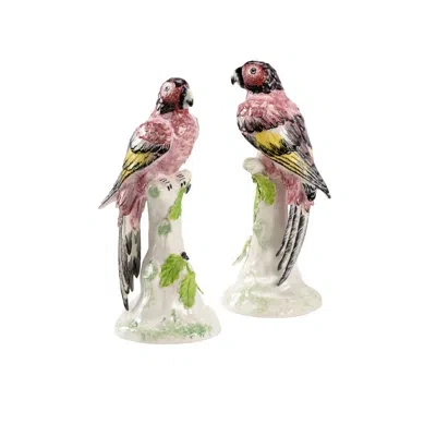 Chelsea House 2 Piece Kenya Parrots Figurine Set In Green,pink