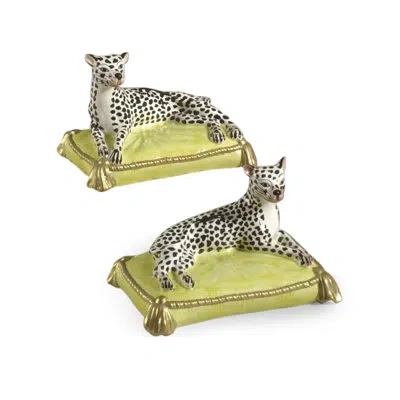 Chelsea House 2 Piece Leopard Figurine Set In Yellow,black,green