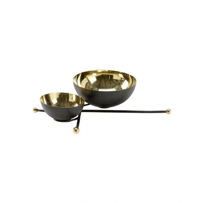 Chelsea House 2 Piece Metal Decorative Bowl Set In Black/gold In Black;gold