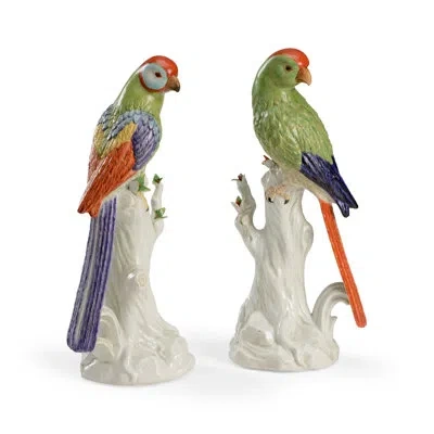 Chelsea House 2 Piece Port Royal Bird Figurine Set In Green,purple,red,white