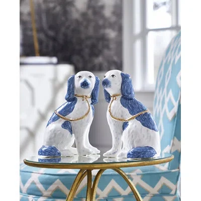 Chelsea House 2 Piece Roxie Twins Charisma Figurine Set In Blue,white Glaze,metallic Gold