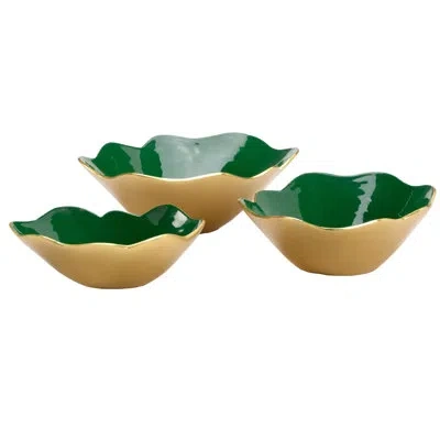 Chelsea House 3 Piece Metal Contemporary Decorative Bowl In Green