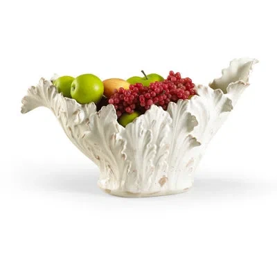 Chelsea House Acanthus Ceramic Farmhouse / Country Decorative Bowl In White