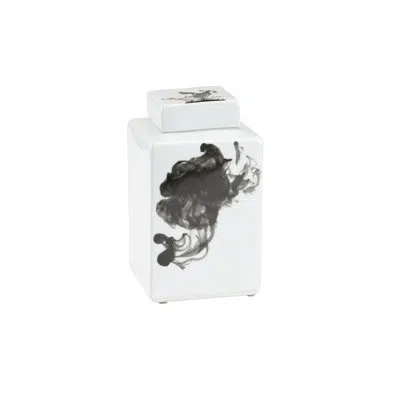 Chelsea House Black/white 9.5" Porcelain Jar In Black;white