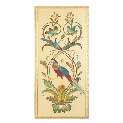 Chelsea House Borghese Bird Panel-b - Picture Frame Painting Print On Fabric In Gold