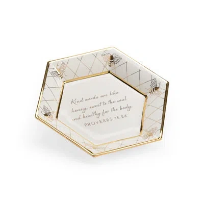 Chelsea House Ceramic Decorative Plate By Shayla Copas In White,gold