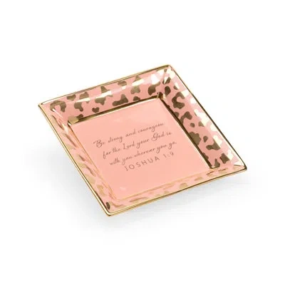 Chelsea House Ceramic Square Decorative Plate By Shayla Copas In Coral,gold
