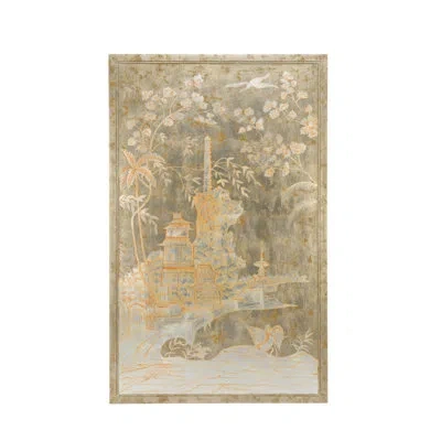 Chelsea House Chinoiserie Left - Picture Frame Painting On Wood In Gray;orange