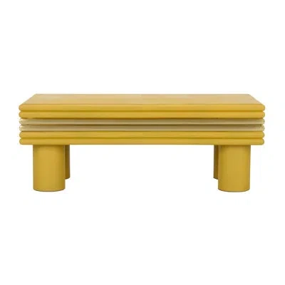 Chelsea House Coulter Leather Cocktail Table In Mustard