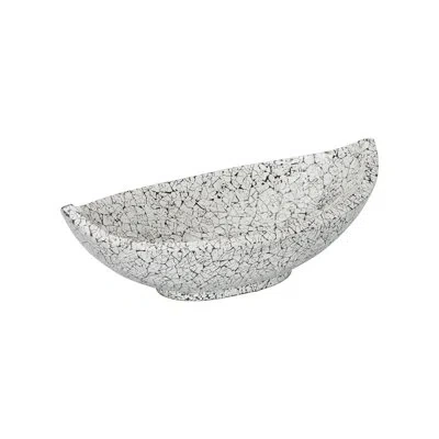 Chelsea House Crackled Long Bowl In Black;white