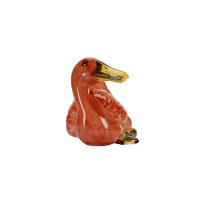 Chelsea House Duck Orange/yellow Glaze Figurine In Orange,yellow Glaze