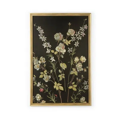 Chelsea House Fleurs En Noir - Single Picture Frame Print In Black;green;beige