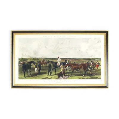 Chelsea House Fores Racing Saddling - Picture Frame Painting In Green;gray