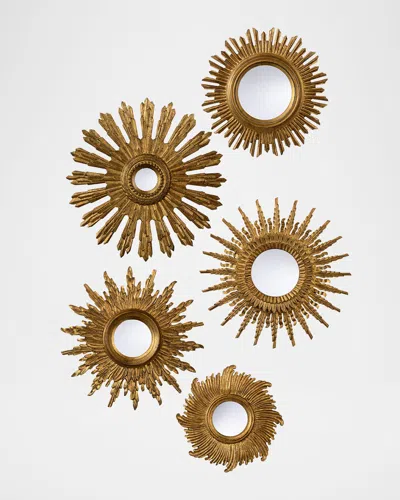Chelsea House Gold Starburst Wall Mirrors, Set Of 5