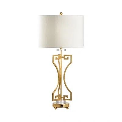 Chelsea House Greek Key 35.5" Table Lamp In Clear;antique Gold