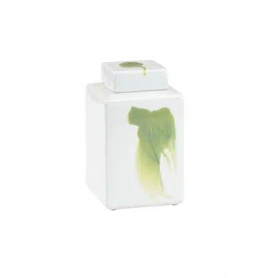 Chelsea House Green/white Glaze 9.75" Porcelain Jar In Green;white Glaze
