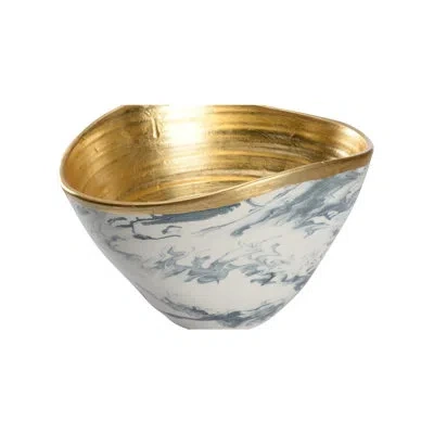 Chelsea House Grigio Large Bowl In Slate Blue,gold,white