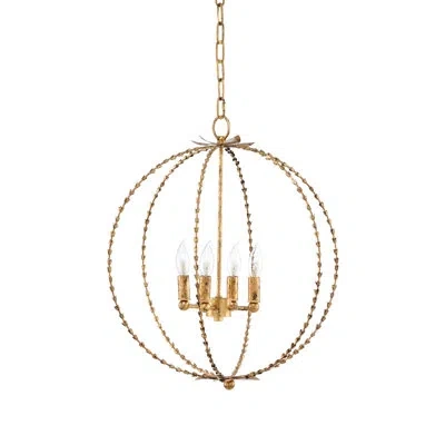Chelsea House Hillsoboro 4 - Light Candle Style Globe Chandelier In Blackened Gold Leaf