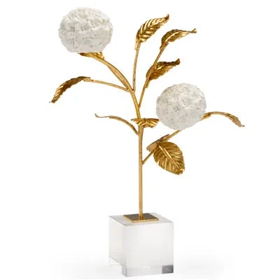 Chelsea House Hydrangea On Stand Sculpture In White,antique Gold