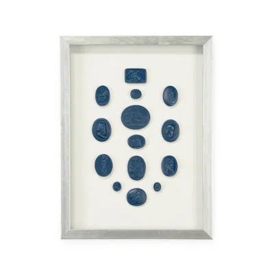 Chelsea House Intaglios In Blue - Picture Frame Textual Art In Blue;white