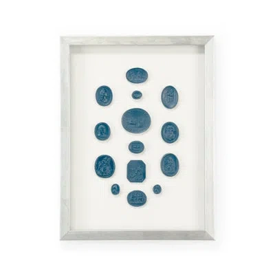 Chelsea House Intaglios In Blue - Picture Frame Textual Art In Blue;white