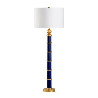 Chelsea House Leather 34.5" Buffet Lamp In Antique Gold;navy Blue