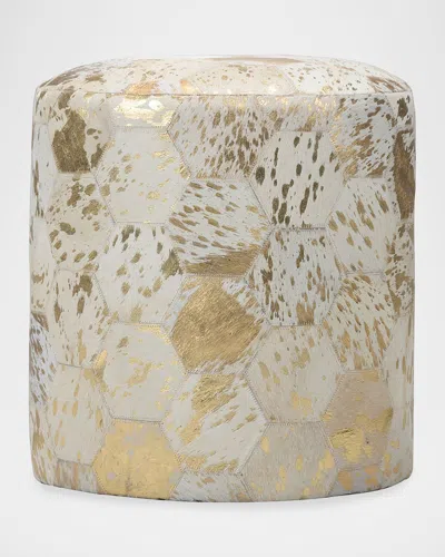 Chelsea House Lux Hair On Hide Pouf In Brown