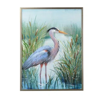 Chelsea House Marsh Heron I - Picture Frame Painting On Canvas In Blue;green