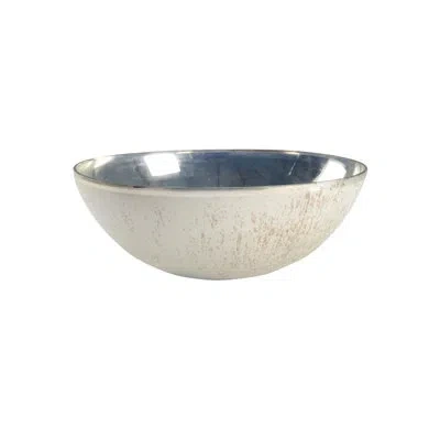 Chelsea House Melton Glass Contemporary Decorative Bowl In White/nickel In White,nickel