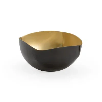 Chelsea House Metal Square Decorative Bowl In Matte Black/gold In Matte Black,gold