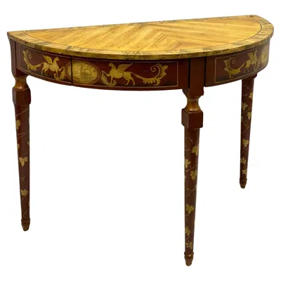Pre-owned Chelsea House Neo-classical Style Painted Console Table With Faux Marble Top By  In Brown