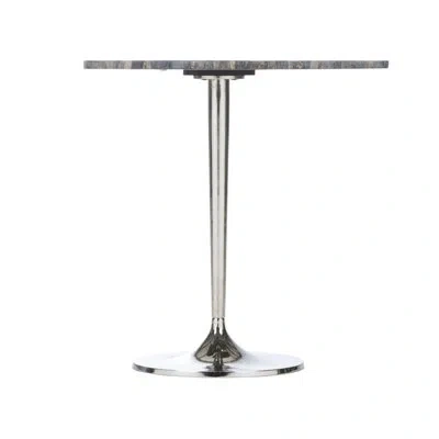Chelsea House Petal Stone Pedestal End Table In Petrified Wood,silver