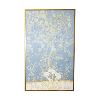 Chelsea House Phila Panel-blue/gold-a - Single Picture Frame Painting On Silk In Blue;white;yellow