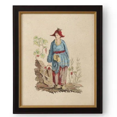 Chelsea House Pillement Vi - Picture Frame Watercolor Painting In Blue;red;beige