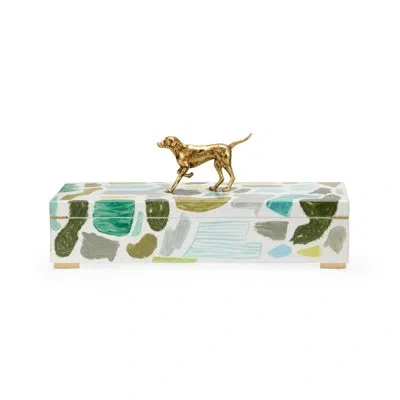 Chelsea House Pointer Decorative Box In Green;gray;antique Gold