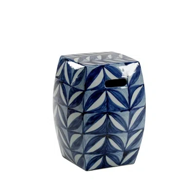 Chelsea House Sanibel Ceramic Garden Stool In Blue,white Glaze