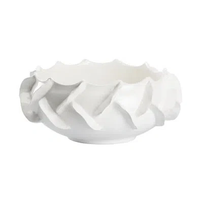 Chelsea House Shard Ceramic Fruit Bowl In Glossy White Glaze