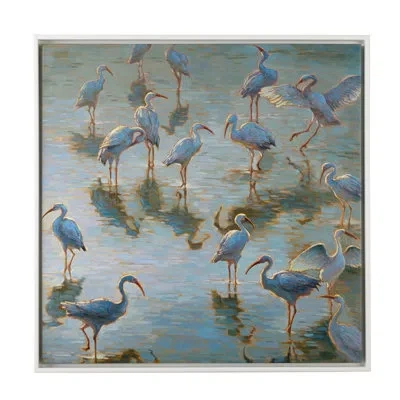 Chelsea House Shorebirds - Floater Frame Painting On Canvas In Blue