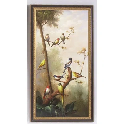 Chelsea House Song Birds - A - Picture Frame Painting On Fabric In Brown;green;beige