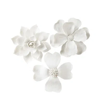 Chelsea House Wall Flowers Set Of 3 In White,cream