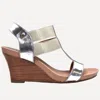 Chelsea Jones Women's Stretch Wedge Heels In Silver/tan Leather In Multi