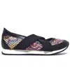 Chelsea Jones Women's Tuck Walking Shoe In Black Leather / Pink Mesh In Multi