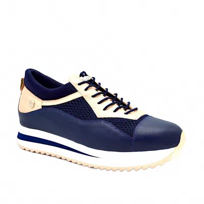 Chelsea Jones Women's Verse Elevated Trainer Shoes In Navy Blue & Rosegold Leather/mesh In Multi