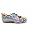 Chelsea Jones Women's Vibe Slip-on Flat Shoes In Abstract Print & Silver Leather In Multi