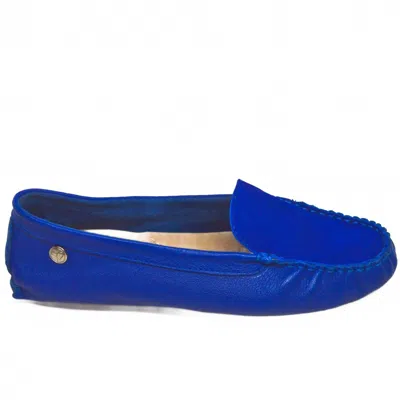 Chelsea Jones Women's Vroom Driving Flat Sandal In Blue Suede In Multi