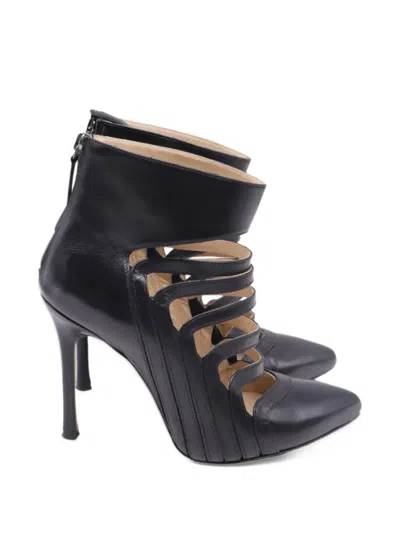 Pre-owned Chelsea Paris Adile Stiletto Ankle Boots In Black