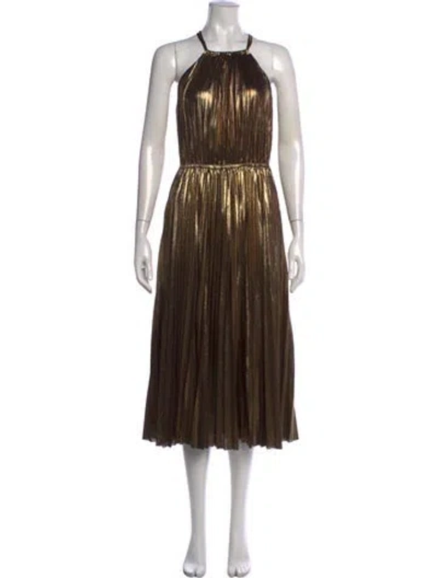 Pre-owned Chelsea Paris Printed Midi Length Dress In Brown