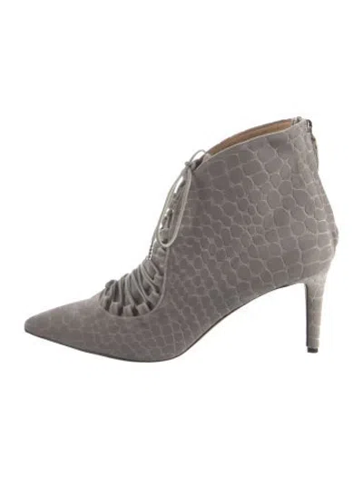 Pre-owned Chelsea Paris Suede Animal Print Boots In Grey