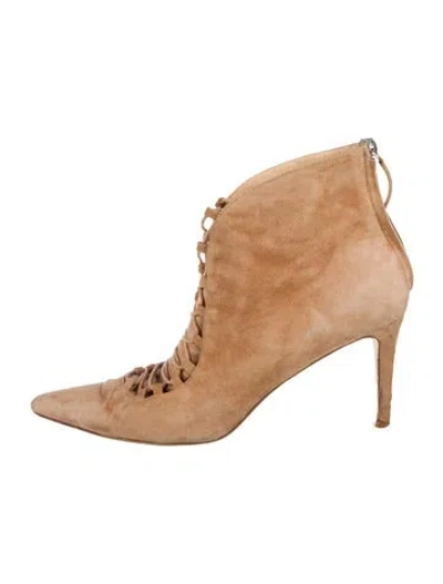 Pre-owned Chelsea Paris Suede Animal Print Lace-up Boots In Neutral